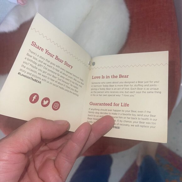 Vermont Teddy Bear Company Plush 16  Jointed Bear White Bow - Picture 15 of 15